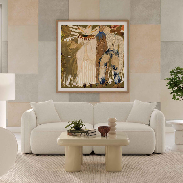 Travie Sand Upcycled Linen Modular Loveseat - Home And Beyond