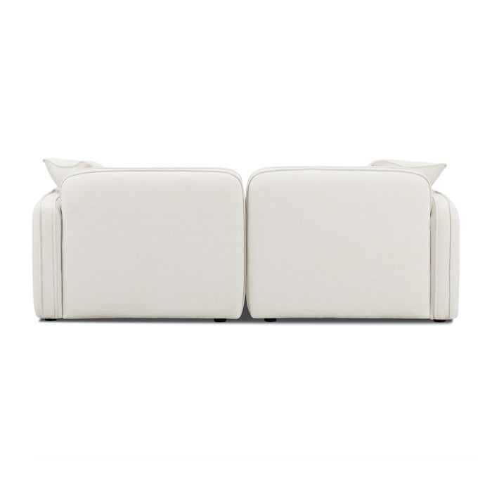 Travie Sand Upcycled Linen Modular Loveseat - Home And Beyond