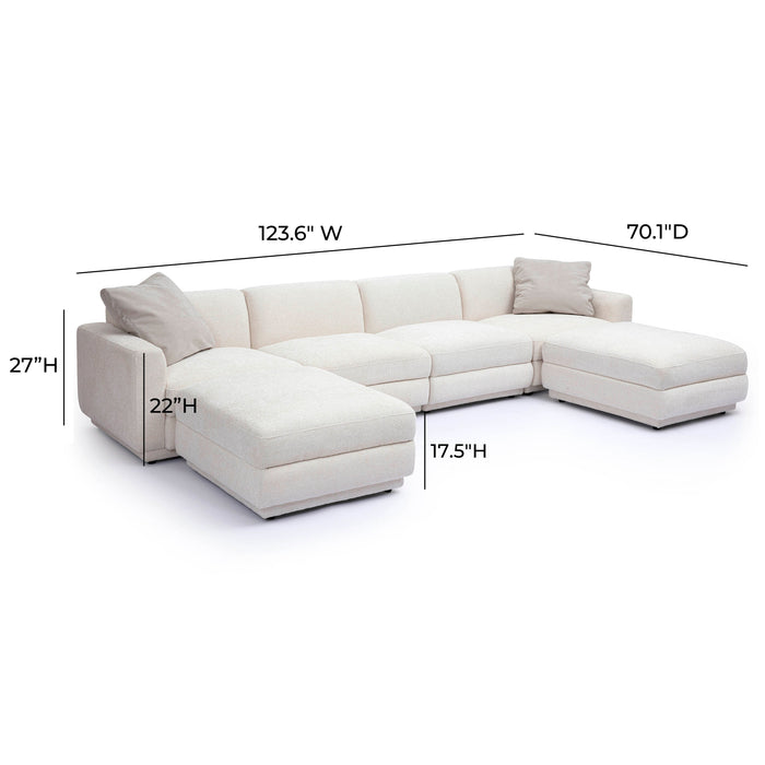 Perry 6-Piece Cream Performance Chenille Modular U-Sectional - Home And Beyond