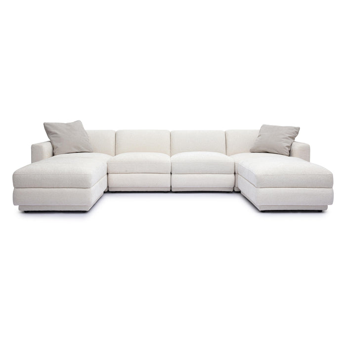 Perry 6-Piece Cream Performance Chenille Modular U-Sectional - Home And Beyond