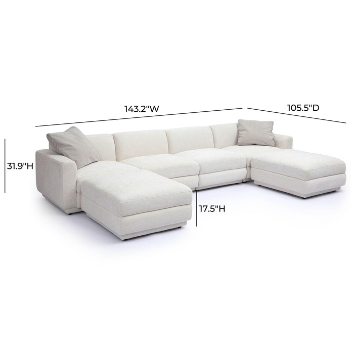 Perry 6-Piece Cream Performance Chenille Modular U-Sectional - Home And Beyond