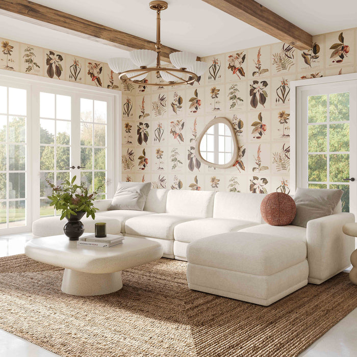 Perry 6-Piece Cream Performance Chenille Modular U-Sectional - Home And Beyond