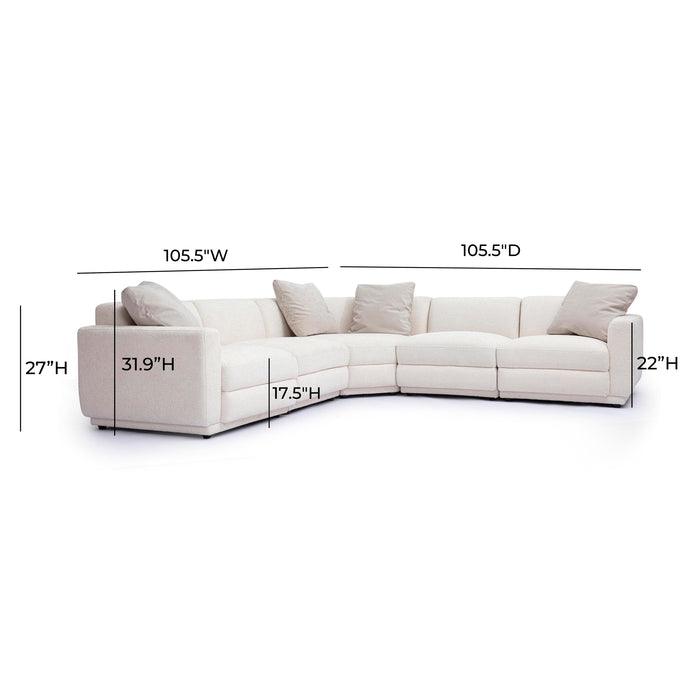 Perry 5-Piece Cream Performance Chenille Modular L-Sectional - Home And Beyond
