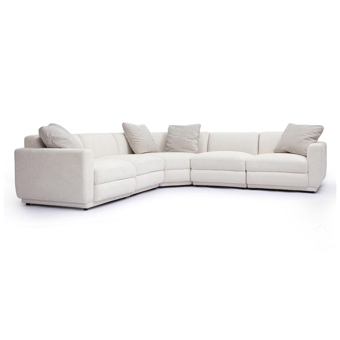 Perry 5-Piece Cream Performance Chenille Modular L-Sectional - Home And Beyond