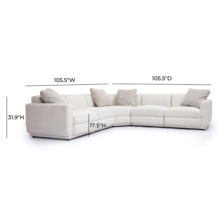 Perry 5-Piece Cream Performance Chenille Modular L-Sectional - Home And Beyond