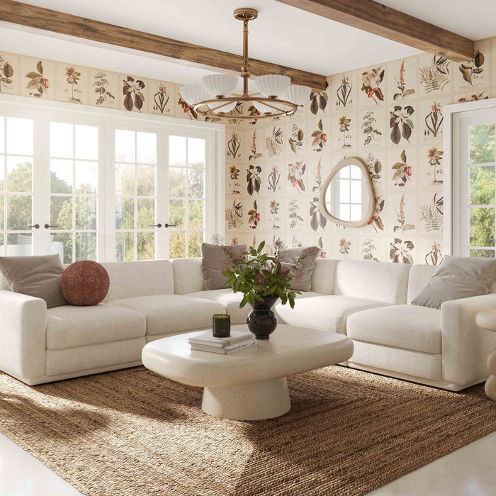 Perry Cream Performance Chenille Modular Corner Chair - Home And Beyond