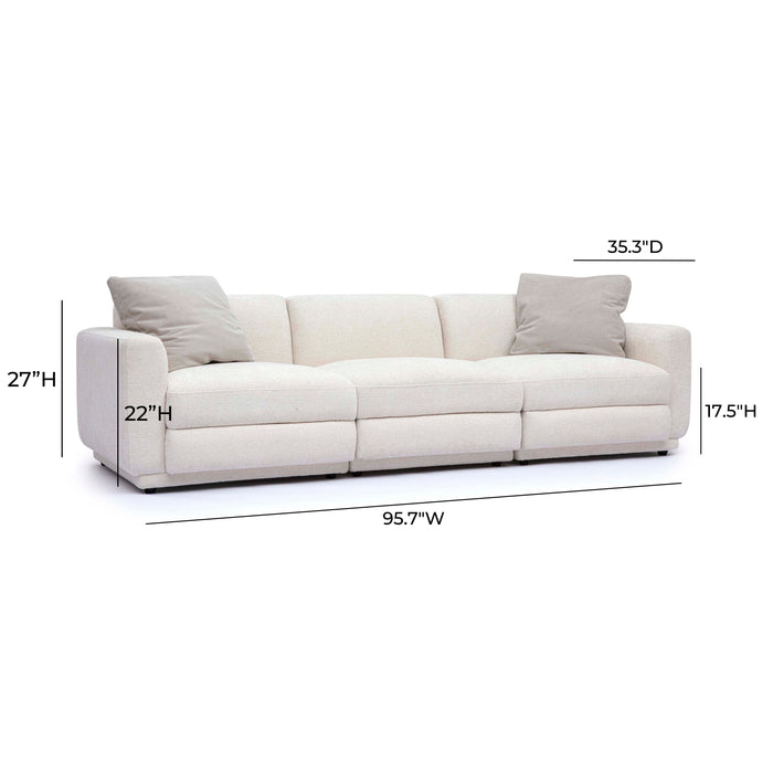 Perry 96" Cream Performance Chenille Modular Sofa - Home And Beyond