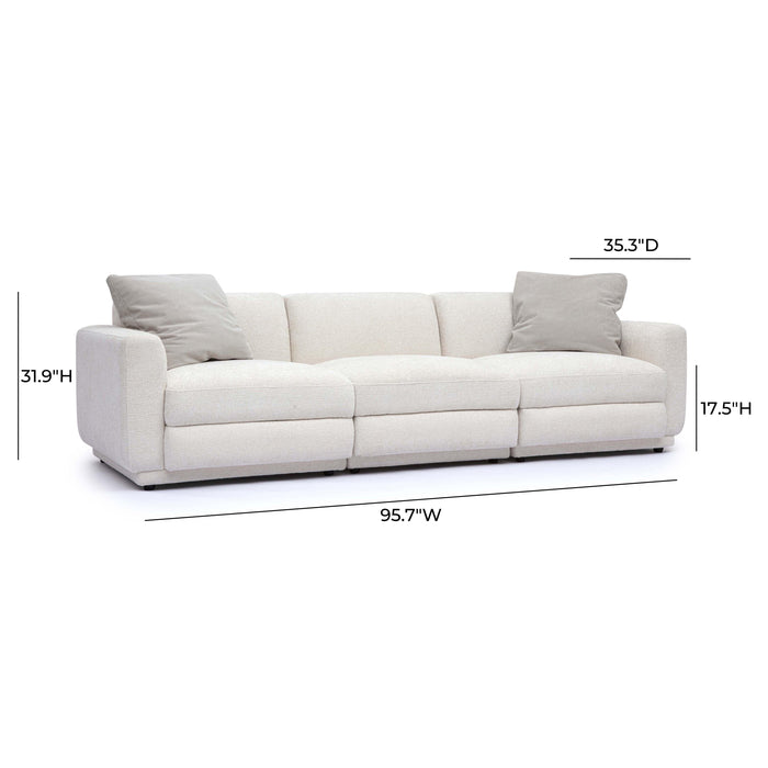 Perry 96" Cream Performance Chenille Modular Sofa - Home And Beyond