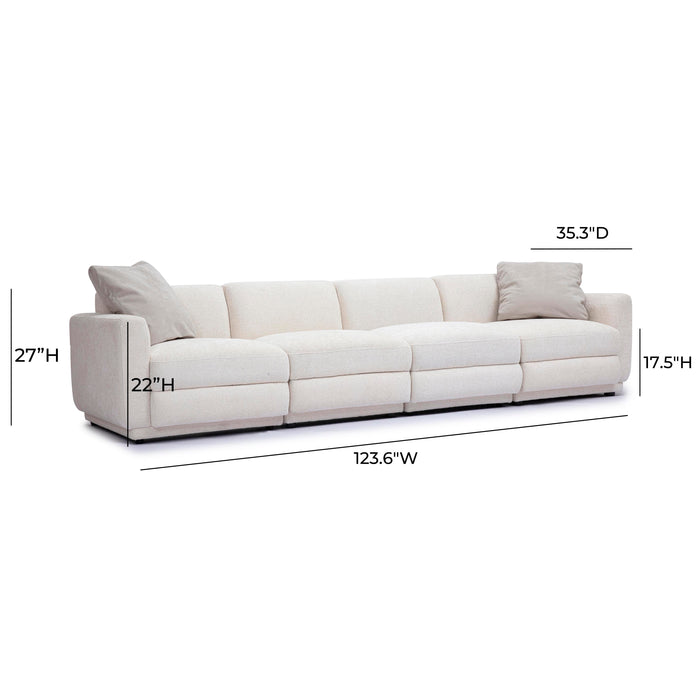 Perry 124" Cream Performance Chenille Modular Long Sofa - Home And Beyond