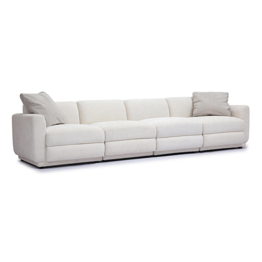 Perry 124" Cream Performance Chenille Modular Long Sofa - Home And Beyond
