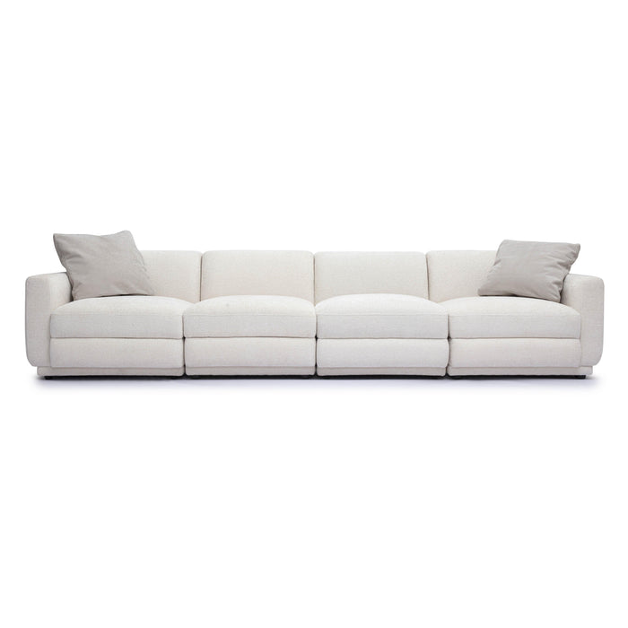 Perry 124" Cream Performance Chenille Modular Long Sofa - Home And Beyond