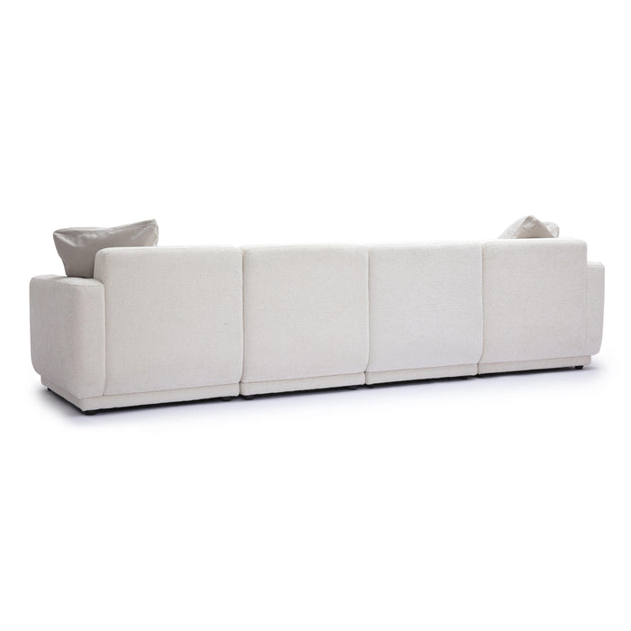 Perry 124" Cream Performance Chenille Modular Long Sofa - Home And Beyond