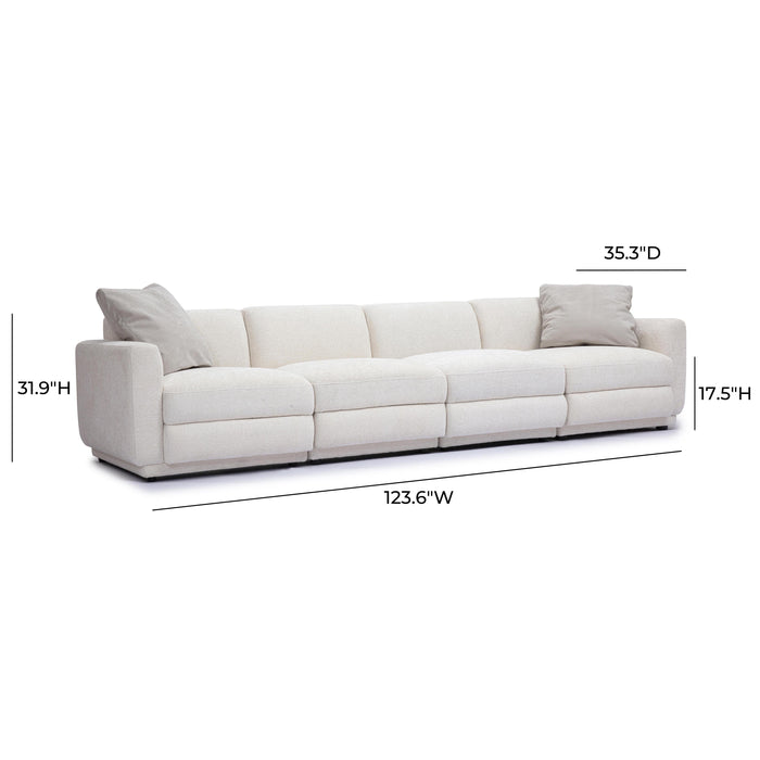 Perry 124" Cream Performance Chenille Modular Long Sofa - Home And Beyond