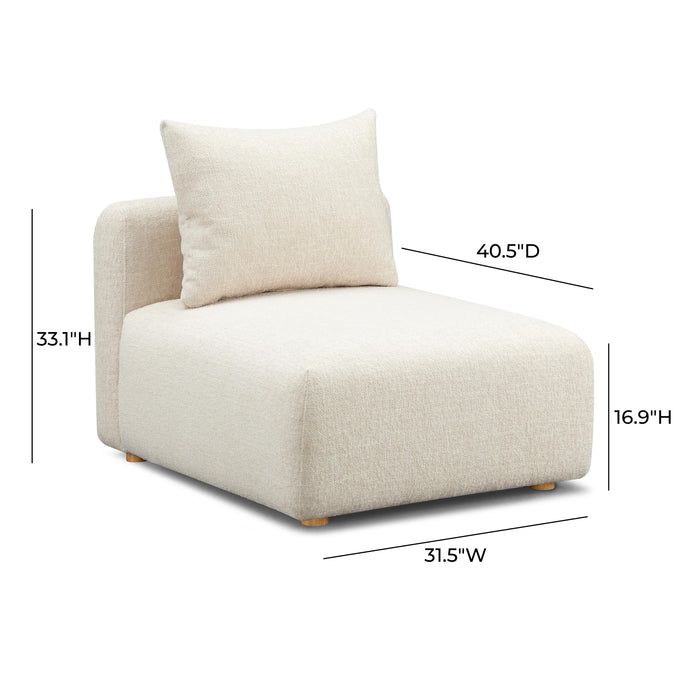 Hangover Cream Heavy Textured Fabric Modular Armless Chair - Home And Beyond