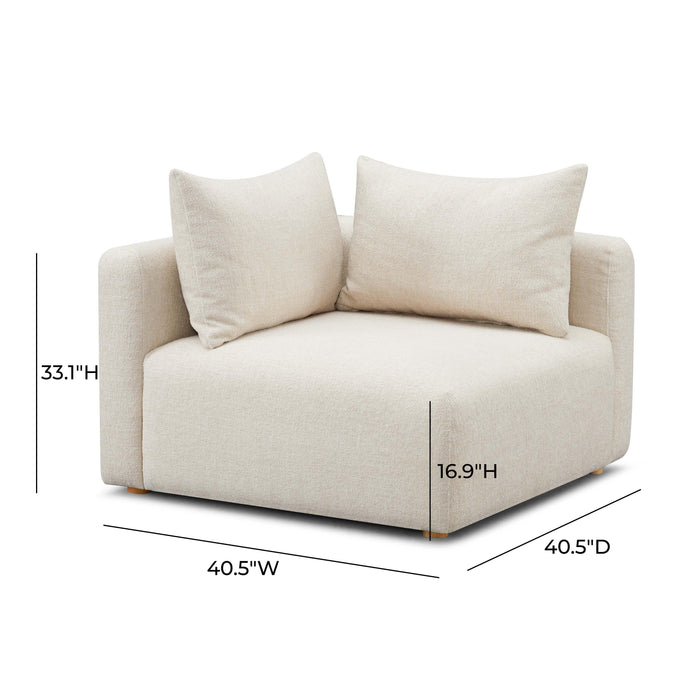 Hangover Cream Heavy Textured Fabric Modular Corner Chair - Home And Beyond