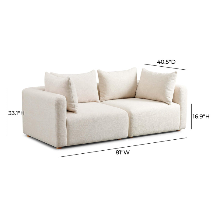 Hangover Cream Heavy Textured Fabric Loveseat - Home And Beyond