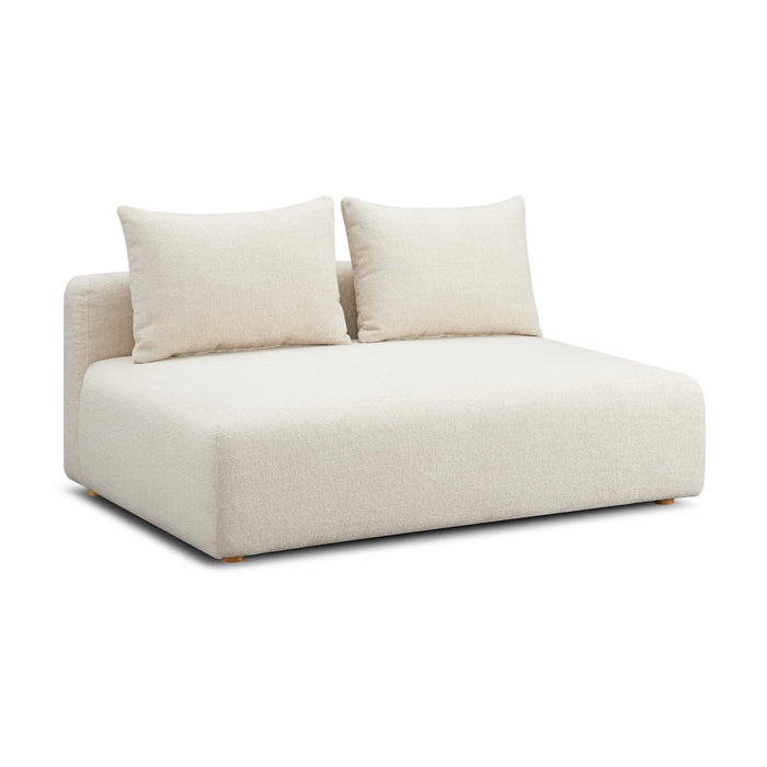 Hangover Cream Heavy Textured Fabric Modular Loveseat - Home And Beyond