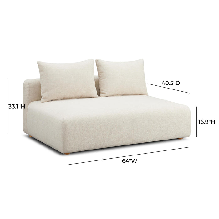 Hangover Cream Heavy Textured Fabric Modular Loveseat - Home And Beyond