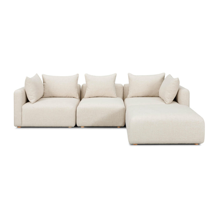 Hangover Cream Heavy Textured Fabric 4-Piece Modular Sectional - Home And Beyond