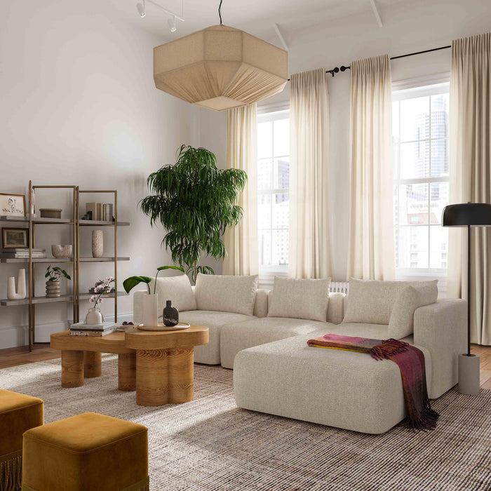 Hangover Cream Heavy Textured Fabric 4-Piece Modular Sectional - Home And Beyond