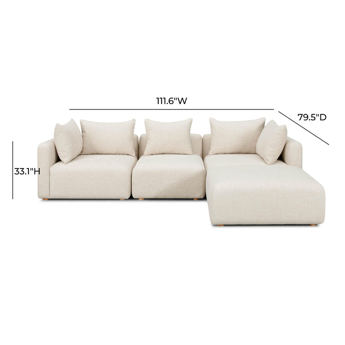 Hangover Cream Heavy Textured Fabric 4-Piece Modular Sectional - Home And Beyond
