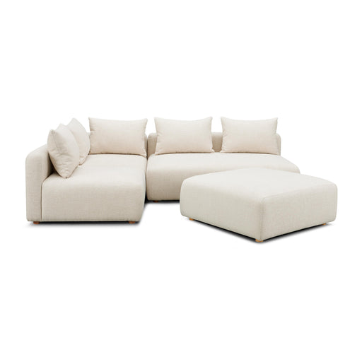 Hangover Cream Heavy Textured Fabric 4-Piece Modular Chaise Sectional - Home And Beyond