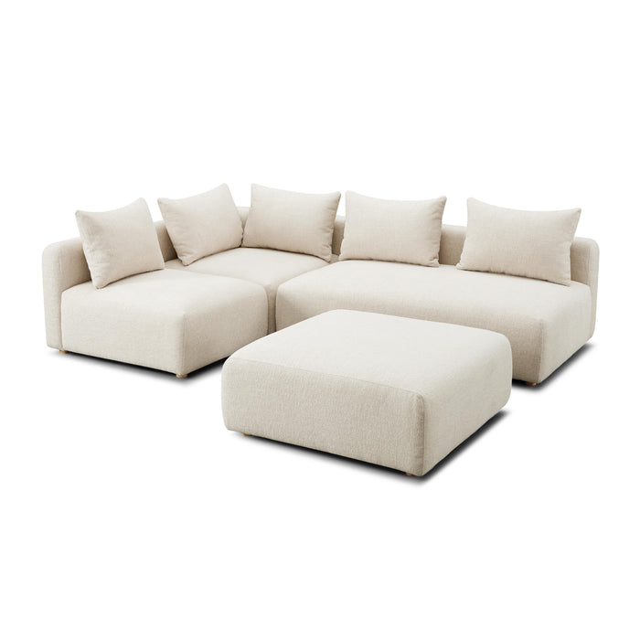 Hangover Cream Heavy Textured Fabric 4-Piece Modular Chaise Sectional - Home And Beyond