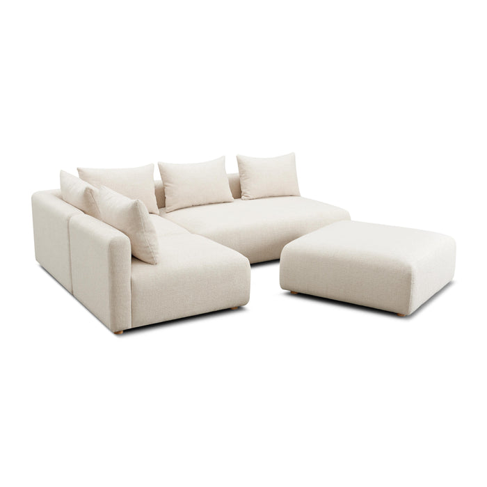 Hangover Cream Heavy Textured Fabric 4-Piece Modular Chaise Sectional - Home And Beyond