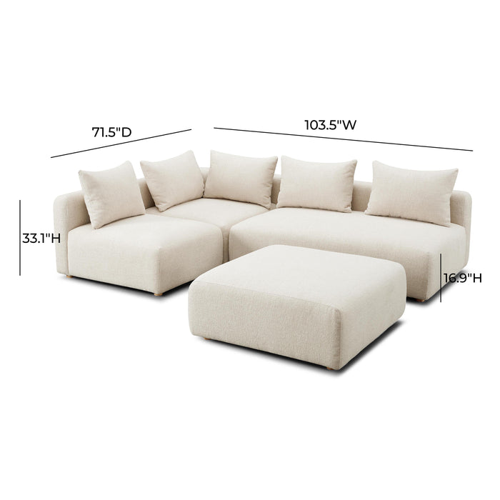 Hangover Cream Heavy Textured Fabric 4-Piece Modular Chaise Sectional - Home And Beyond