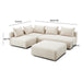 Hangover Cream Heavy Textured Fabric 4-Piece Modular Chaise Sectional - Home And Beyond