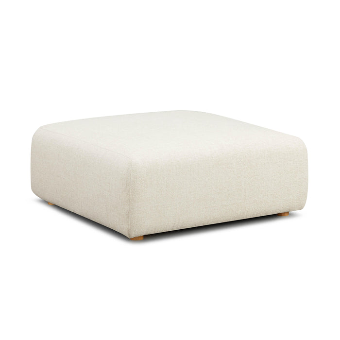 Hangover Cream Heavy Textured Fabric Ottoman - Home And Beyond