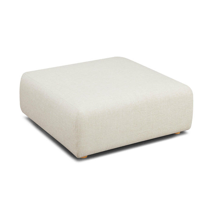Hangover Cream Heavy Textured Fabric Ottoman - Home And Beyond