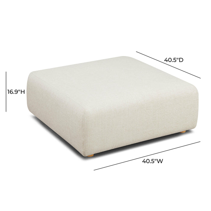 Hangover Cream Heavy Textured Fabric Ottoman - Home And Beyond