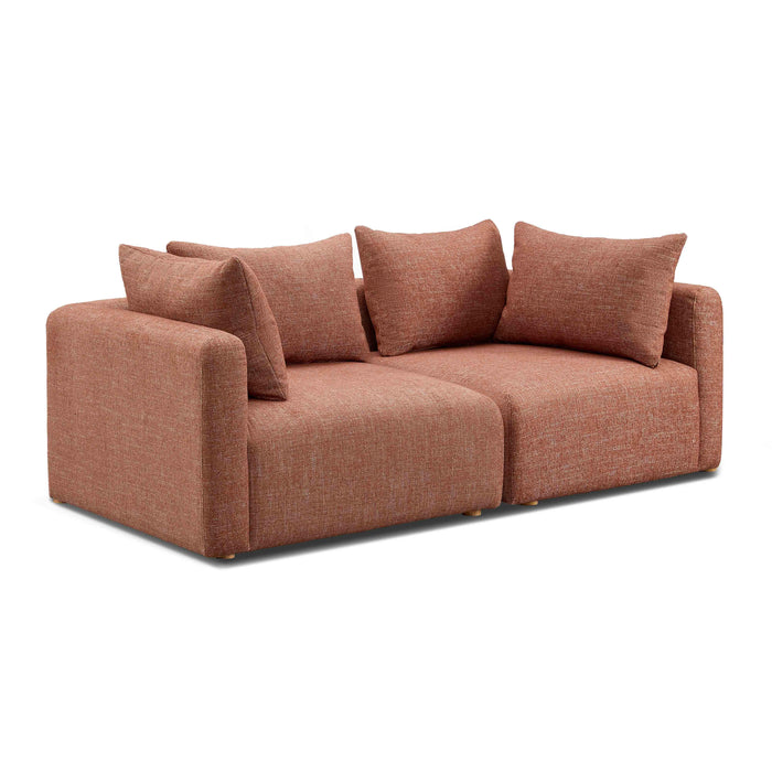 Hangover Sedona Red Textured Fabric Loveseat - Home And Beyond