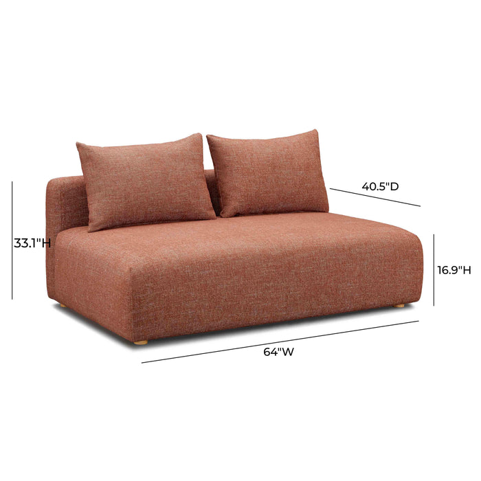 Hangover Sedona Red Textured Fabric Modular Loveseat - Home And Beyond