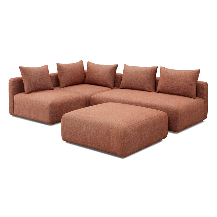 Hangover Sedona Red Textured Fabric 4-Piece Modular Chaise Sectional - Home And Beyond