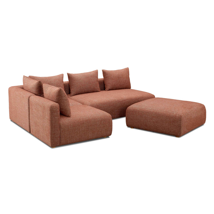 Hangover Sedona Red Textured Fabric 4-Piece Modular Chaise Sectional - Home And Beyond