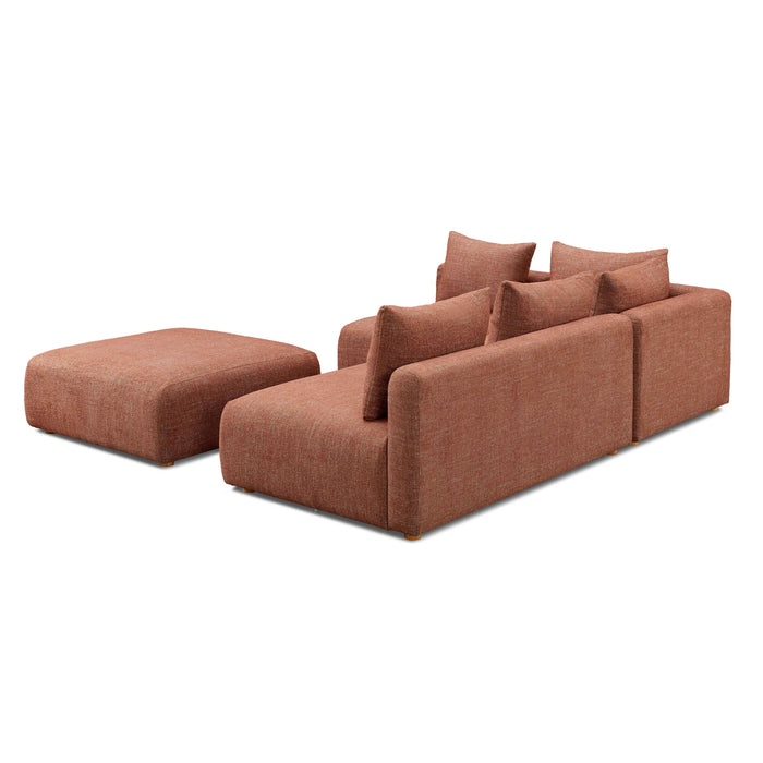 Hangover Sedona Red Textured Fabric 4-Piece Modular Chaise Sectional - Home And Beyond