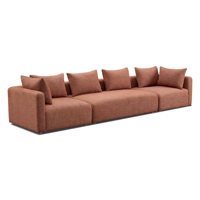 Hangover Sedona Red Textured Fabric 145 inch Long Sofa - Home And Beyond