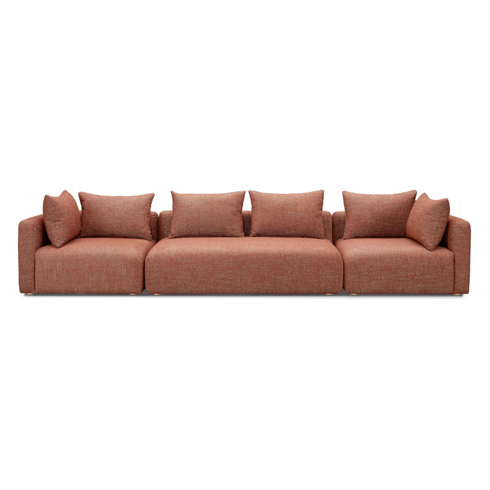 Hangover Sedona Red Textured Fabric 145 inch Long Sofa - Home And Beyond