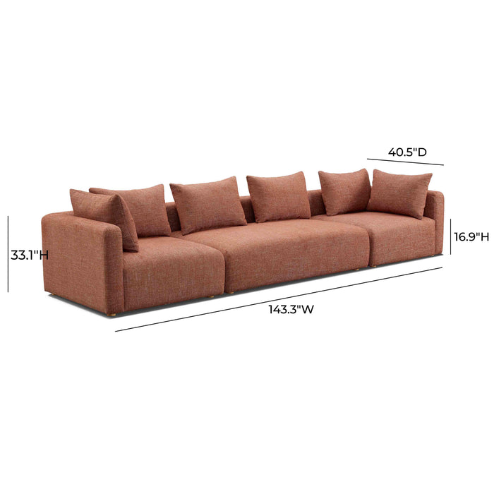 Hangover Sedona Red Textured Fabric 145 inch Long Sofa - Home And Beyond