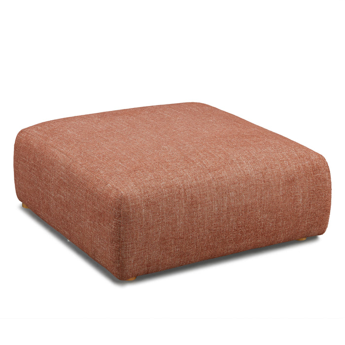 Hangover Sedona Red Textured Fabric Ottoman - Home And Beyond