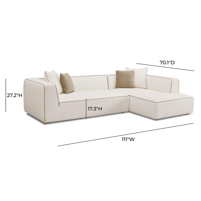 Tristine Cream Linen RAF Sectional - Home And Beyond
