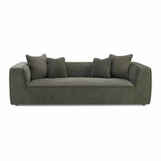 Tristine 96" Olive Green Upcycled Performance Basketweave Sofa - Home And Beyond