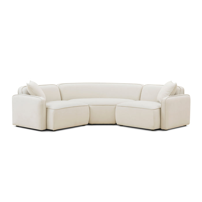 Travie 3-Piece Sand Upcycled Performance Linen Modular L-Sectional