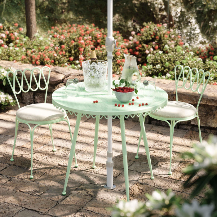 Erica Mint Green Wrought Iron Outdoor Cafe Table - Home And Beyond