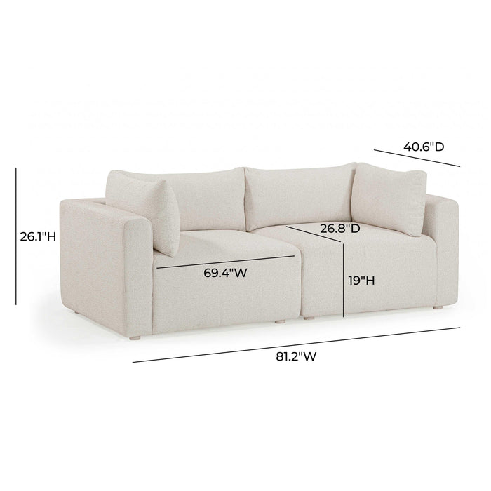 Hangover 81" Cream Performance Fabric Outdoor Modular Loveseat - Home And Beyond