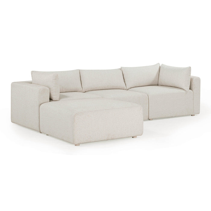 Hangover 4-Piece Cream Performance Fabric Outdoor Modular Sectional - Home And Beyond