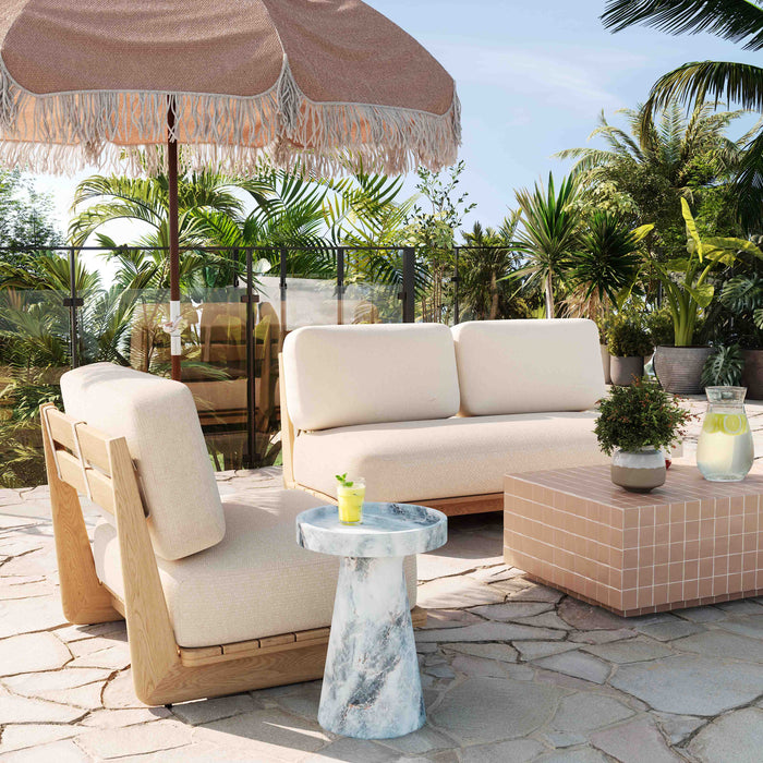 Reavan Cream Performance Fabric Outdoor Lounge Chair - Home And Beyond