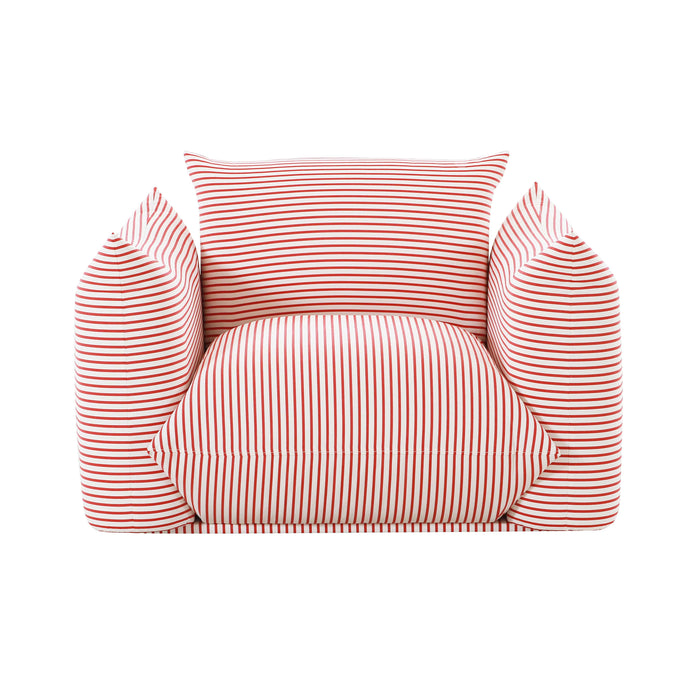 Saint Tropez Pearl and Red Striped Stuffed Outdoor Armchair - UK - Home And Beyond